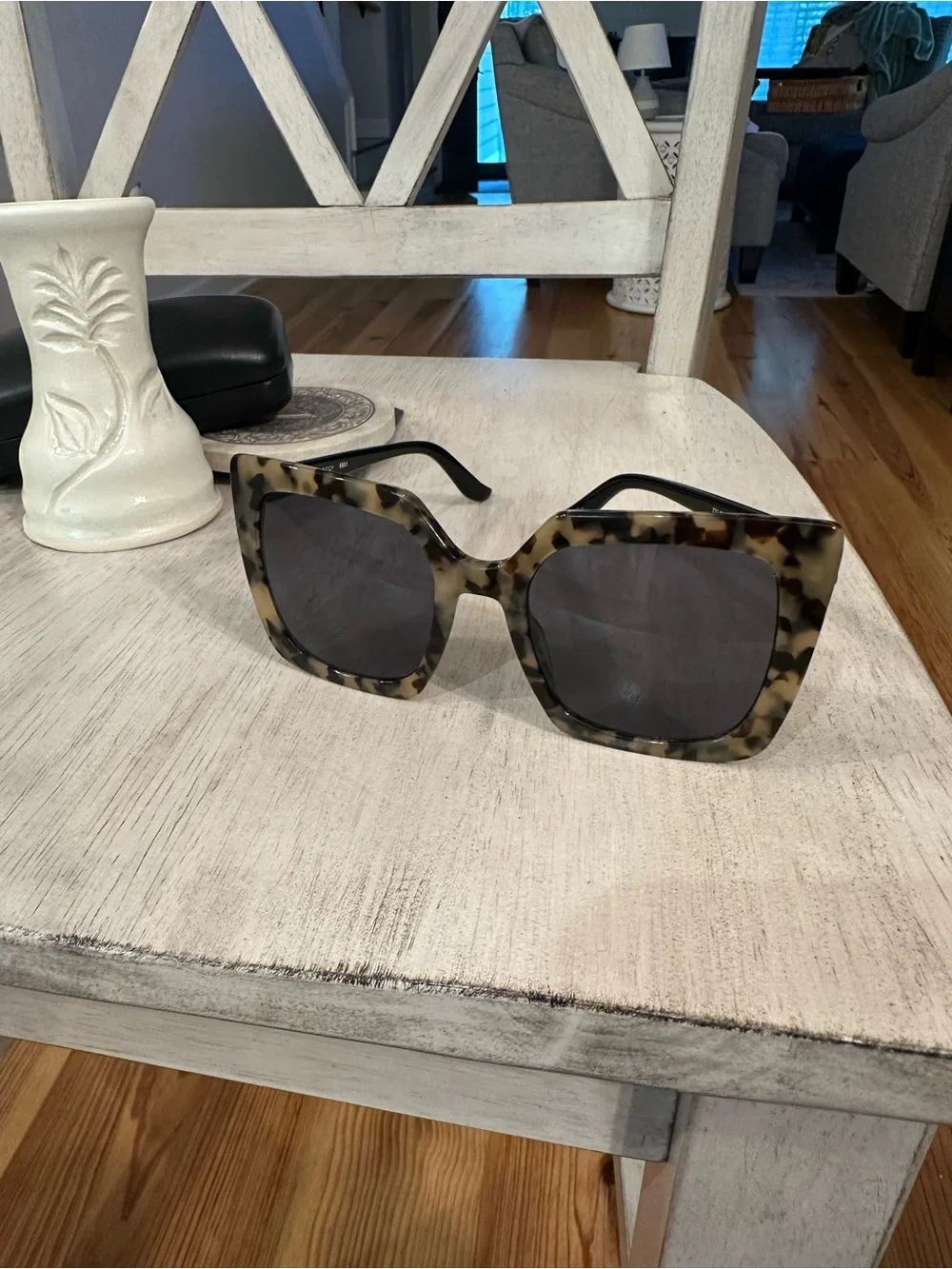 H by Halston Tortoiseshell Square Sunglasses with Dark Lenses